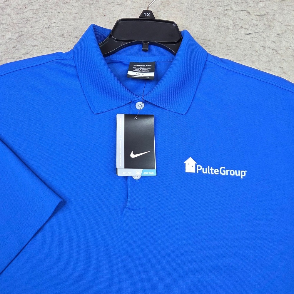 Nike Golf Dri-Fit Moisture Wicking Men's XL Solid Blue Short Sleeve Polo NEW